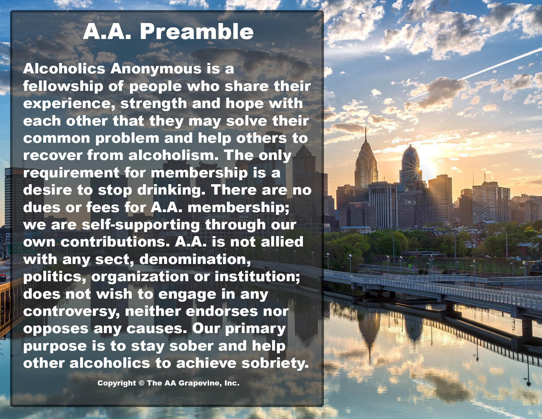 A.A. Preamble - Welcome to Alcoholics Anonymous in Placer County