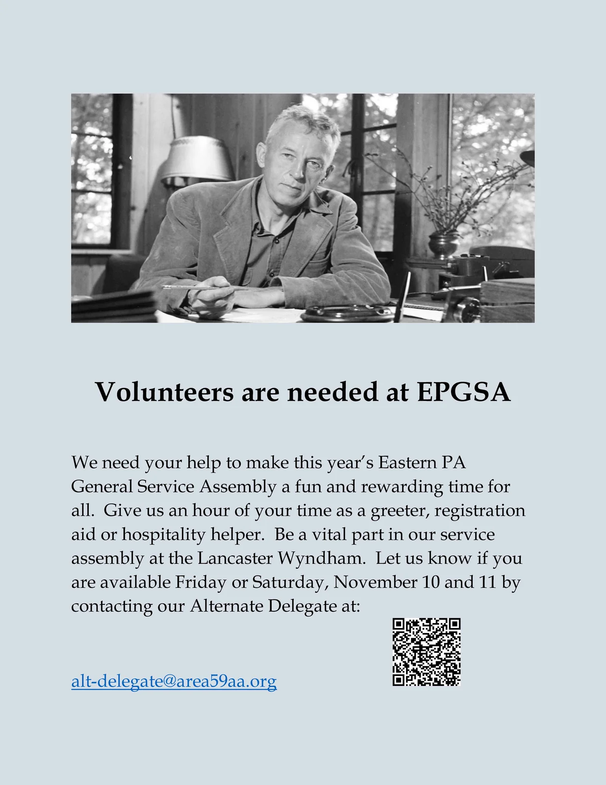 Volunteers are needed at EPGSA qr